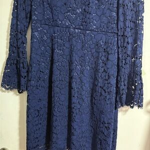 Betsey Johnson Navy Lace Long Sleeve Dress